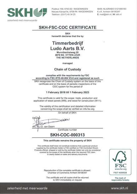 FSC-certificaat Timmerbedrijf Ludo Aarts